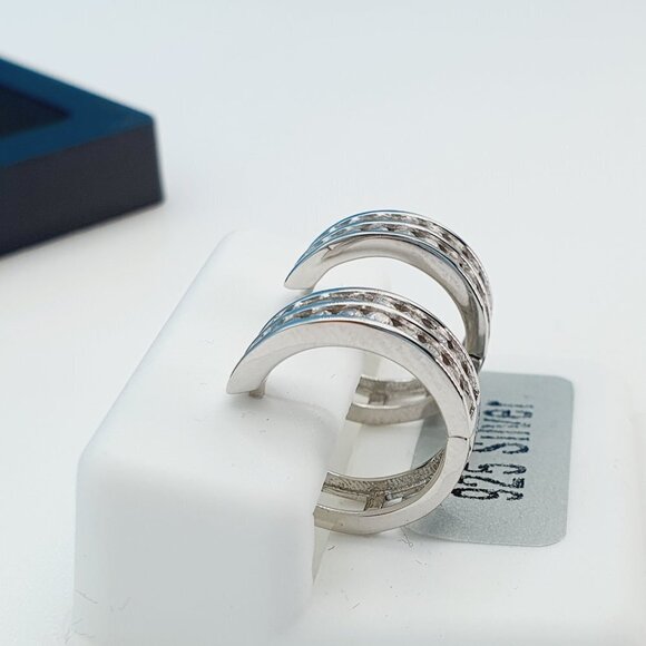 "925 Sterling Silver Cubic Zirconia Earrings, UU1P6A6126 - Picture 3 of 10